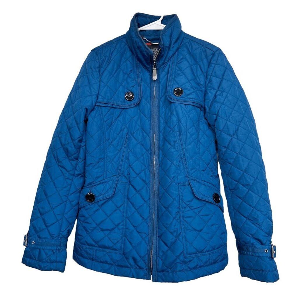 Vince Camuto Blue Quilted Full Zip Jacket Size S